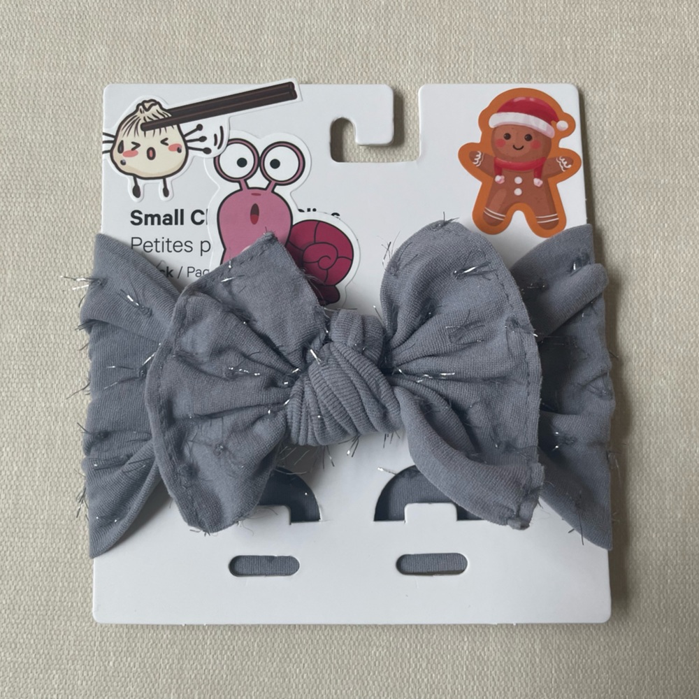 Baby Bling NB Patterned Tinsel Knot Headband - Grey